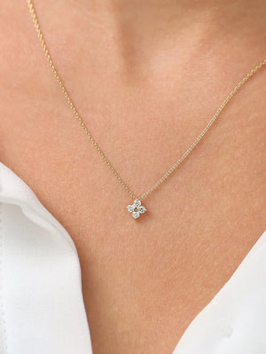 Нежно колие изработено от висококачествено сребро с проба 925, обогатено с позлата 14K. Фина верижка с класическа плетка и централен елемент във формата на нежно цветче. Листенцата на цветето са изкусно инкрустирани с прозрачни кристали циркони.