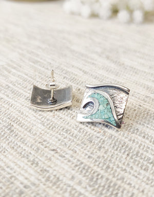 Сребърни обеци проба 925 декорирани с естествен Тюркоаз подходящи за жени