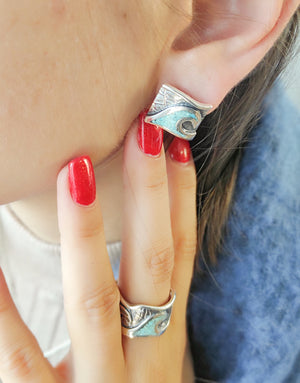 Сребърни обеци проба 925 декорирани с естествен Тюркоаз подходящи за жени