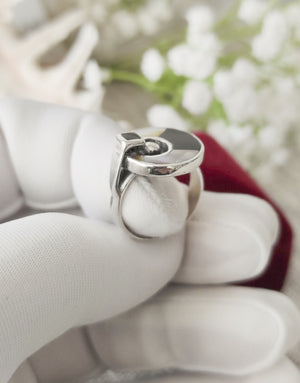 Сребърен пръстен проба 925 с естествени полускъпоценни камъни Оникс и Седеф