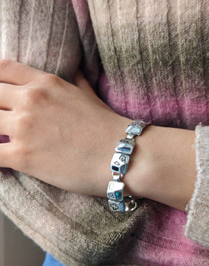 Сребърна гривна проба 925 с естествен Абалон (Кралски Седеф) и Седеф