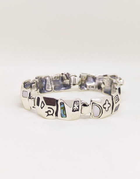 Сребърна гривна проба 925 с естествен Абалон (Кралски Седеф) и Седеф