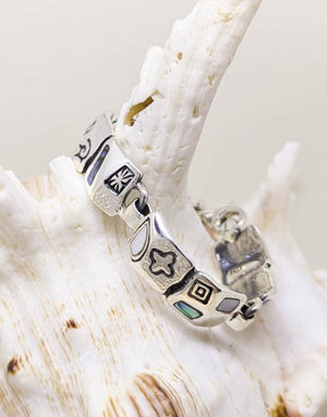 Сребърна гривна проба 925 с естествен Абалон (Кралски Седеф) и Седеф