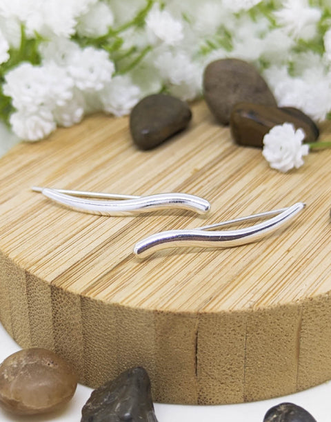 Сребърни обеци по дължина на ухото обеци тип фиби 30 х 4 мм