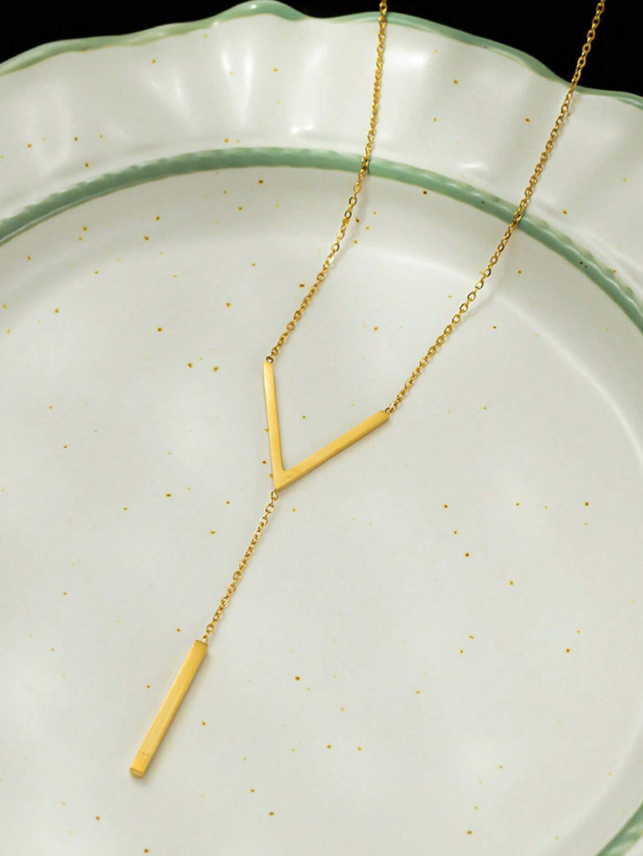 Колие от медицинска стомана Y-образно, злато