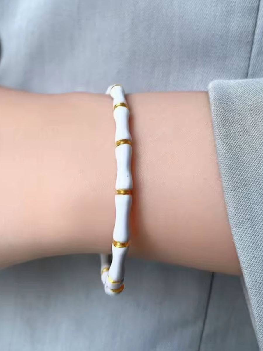 Твърда гривна бенгъл медицинска стомана, цвят бял