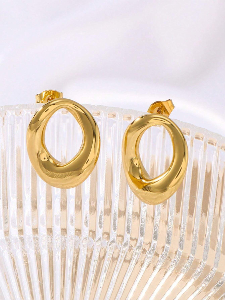 Кръгли обеци медицинска стомана цвят злато