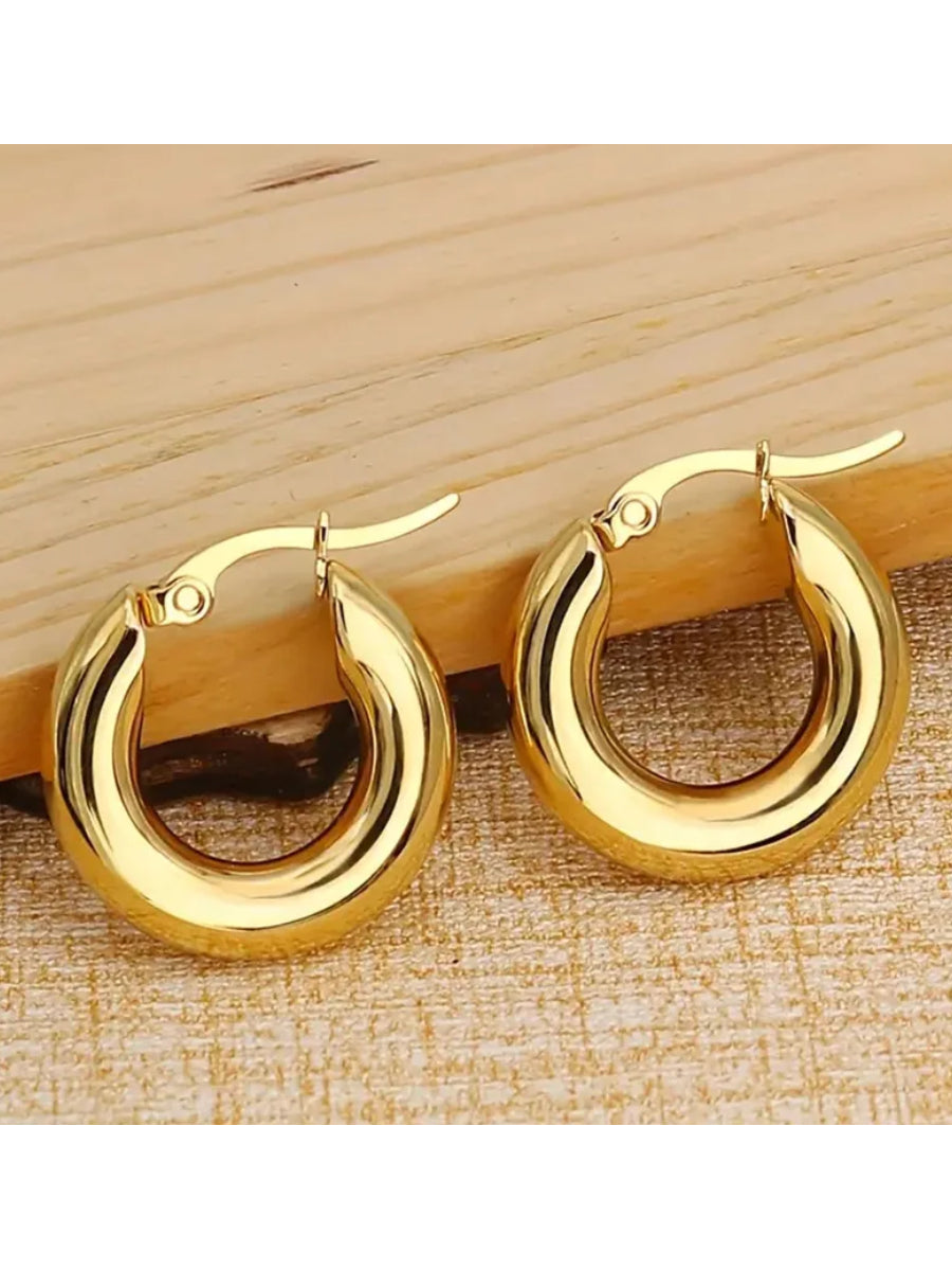 Обеци халки 2 см медицинска стомана, цвят злато