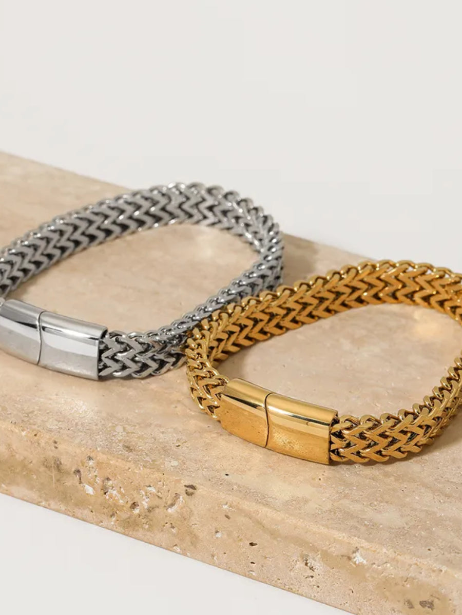 Гривна от медицинска стомана унисекс 20см, цвят сребро