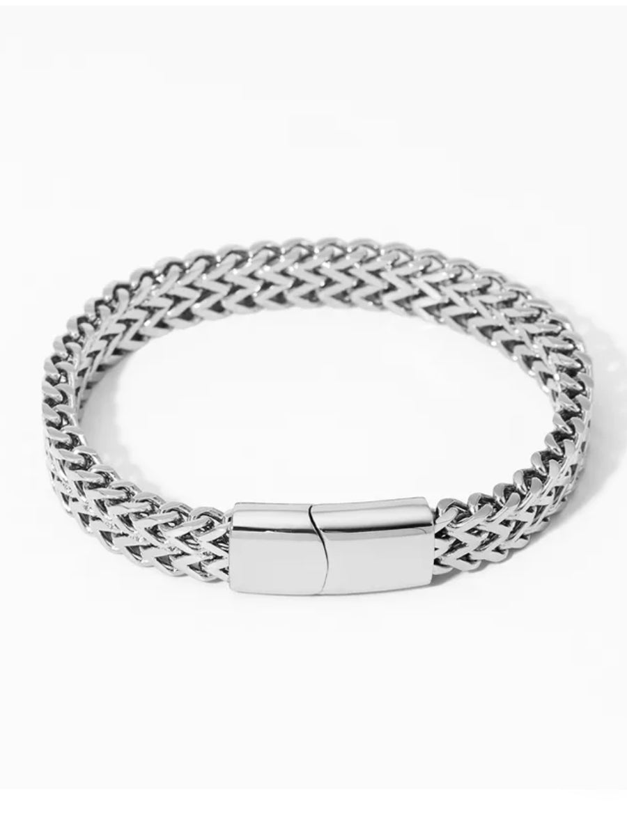 Гривна от медицинска стомана унисекс 20см, цвят сребро