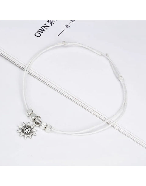 Ретро гривна за глезен с висулка слънце