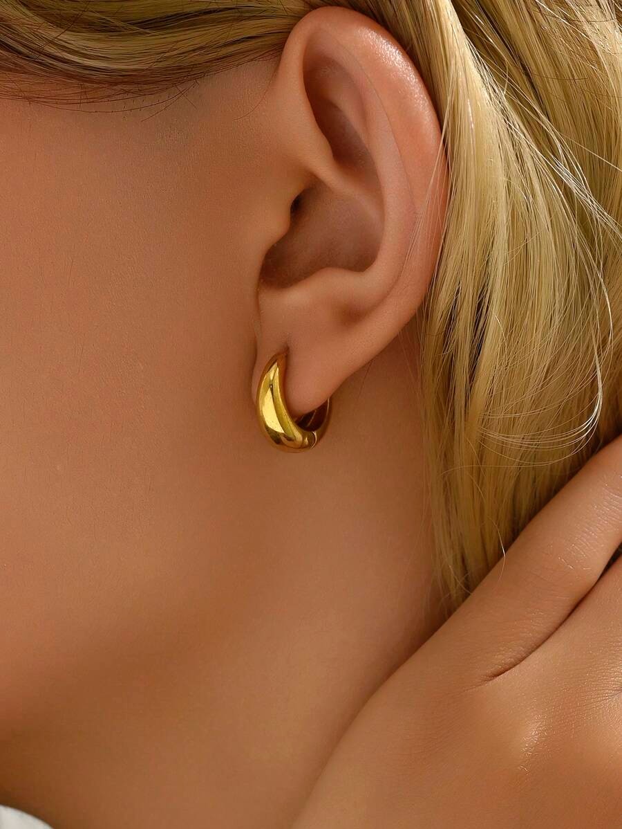 Обеци халки от медицинска стомана, цвят злато