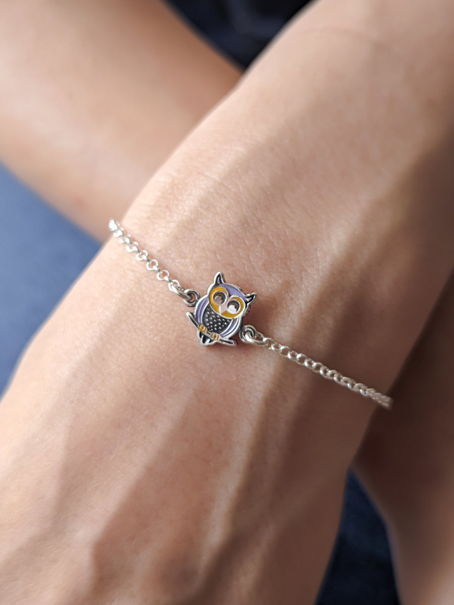 Сребърна гривна бухалче