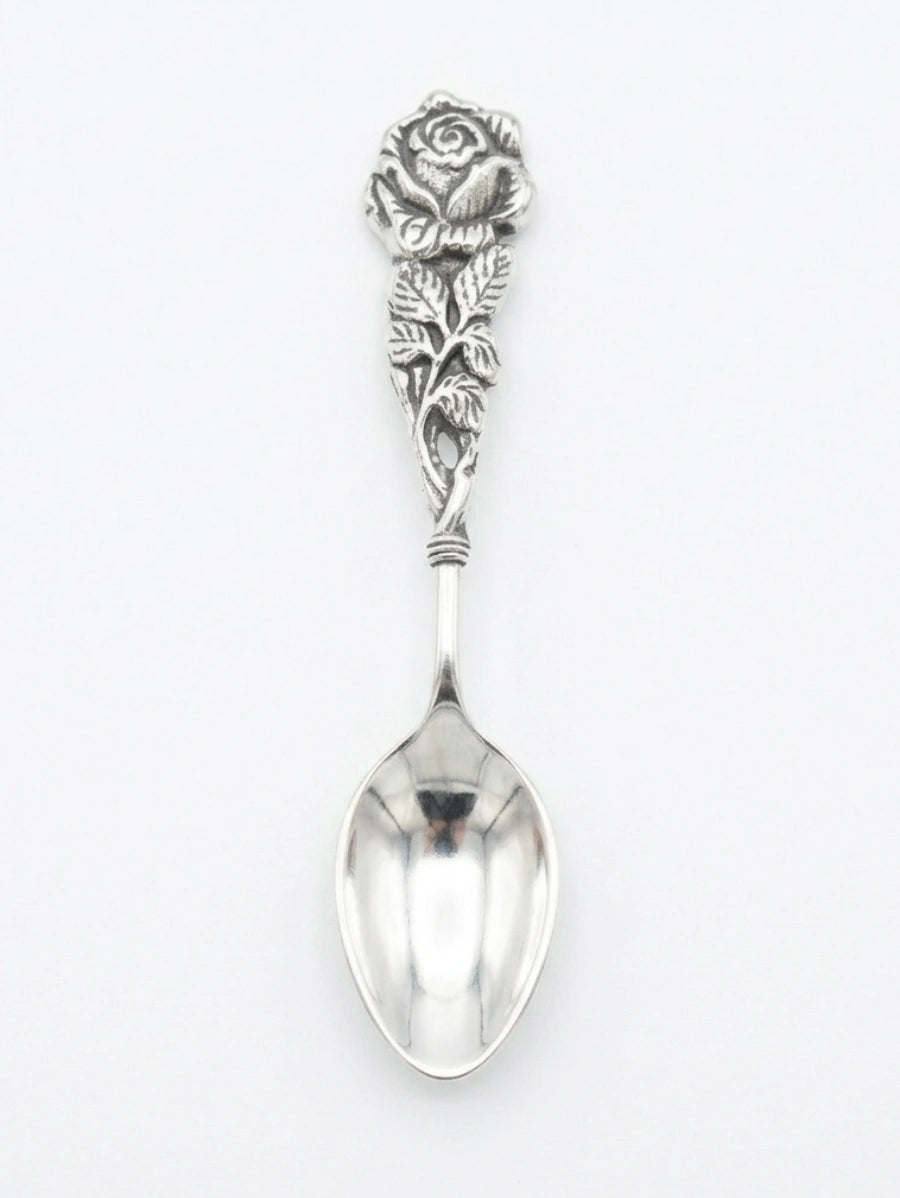 Сребърна лъжичка проба 925. Флорална орнаментика. Подарък за бебе, първо зъбче или кръщене. Хипоалергенна.