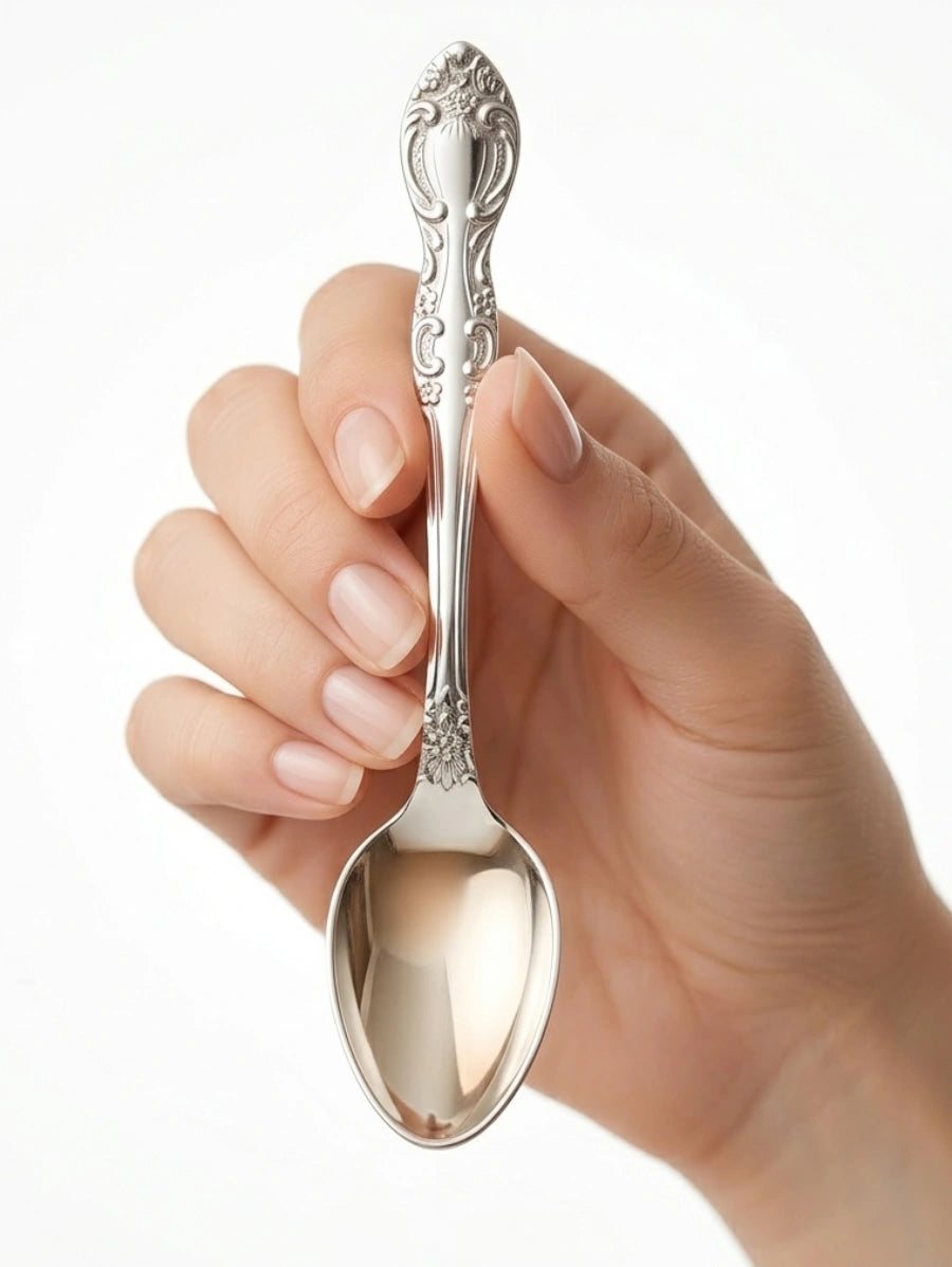 Сребърна лъжичка проба 925. Подарък за бебе, първо зъбче или кръщене. Хипоалергенна.