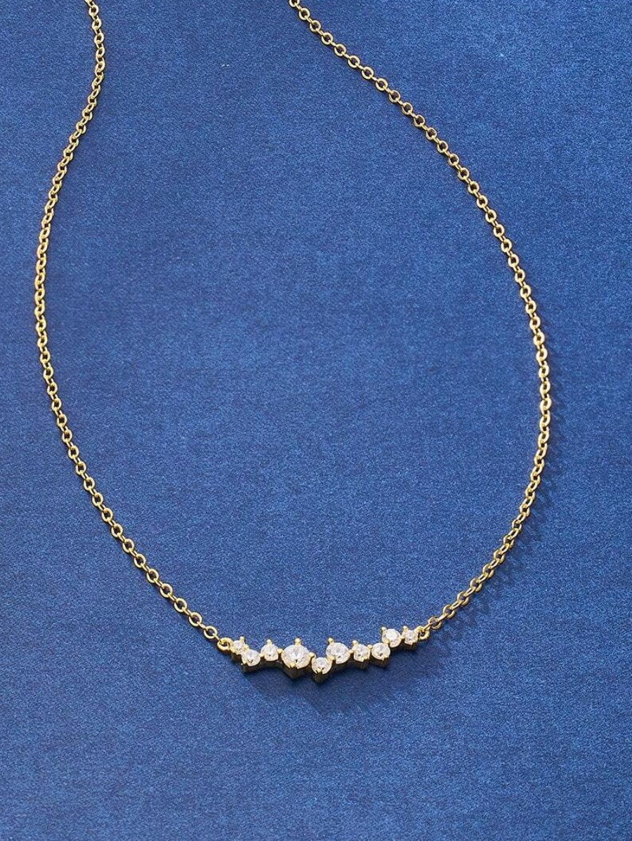 Сребърно колие с висулка с прозрачни кристали циркони, позлата 14K