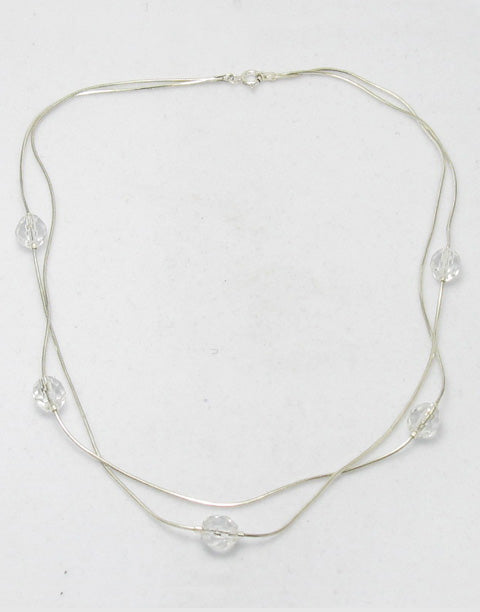 Сребърно колие с кристал Сваровски, дължина 45см