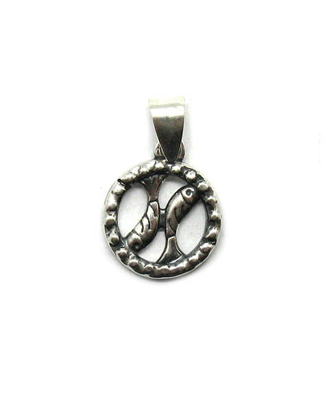 Висулка зодия Риби малък сребърен медальон зодия за колие