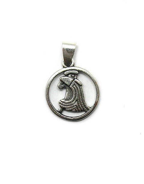 Висулка зодия Водолей малък сребърен медальон зодия за колие 1.8см