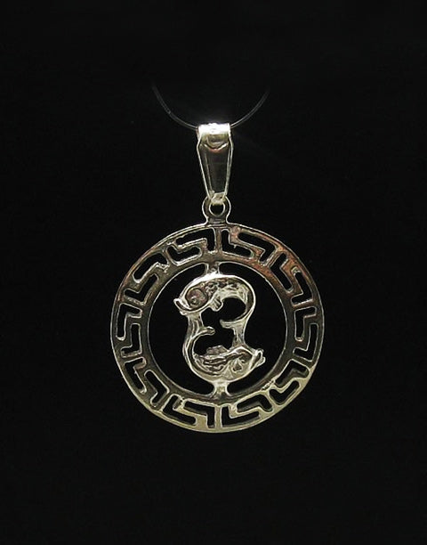 Сребърна висулка медальон зодия Риби 23 x 23мм