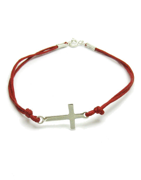 Гривна с червен конец и сребърно кръстче