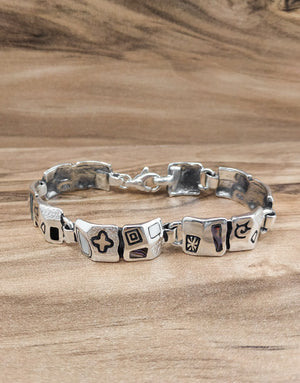 Сребърна гривна проба 925 с естествен Абалон (Кралски Седеф) и Седеф