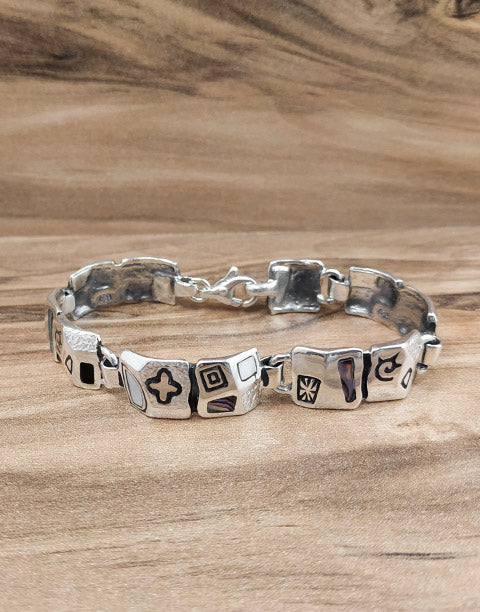 Сребърна гривна проба 925 с естествен Абалон (Кралски Седеф) и Седеф