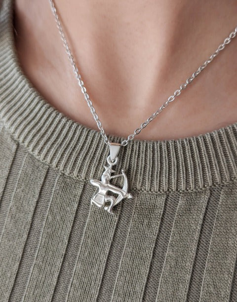 Висулка зодия Стрелец сребърен медальон зодия за колие