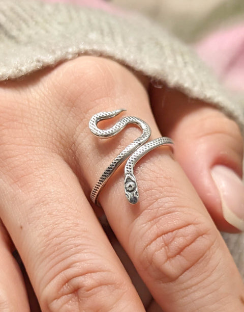 Сребърен пръстен змия 23 мм