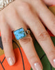 Сребърен пръстен проба 925 с естествени полускъпоценни камъни Тюркоаз и Ахат - бижуто е подходящо за жени